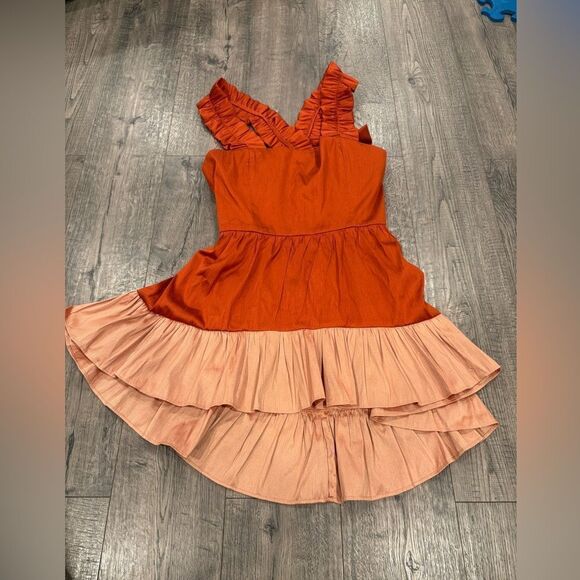 Anthropologie Savin + Babi Red Flouncy Colorblock Bow Blouse top women’s Small - Picture 9 of 10